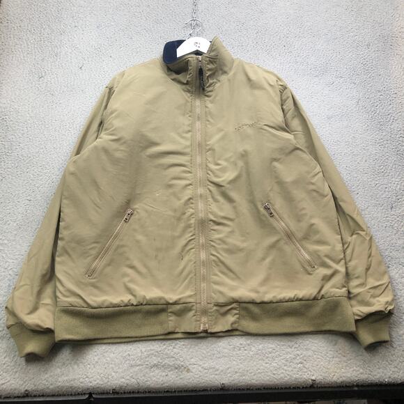 LL Bean Nylon Fleece Lined Insulated Warm Up Jacket Mens Large Green Insulated - Picture 1 of 12